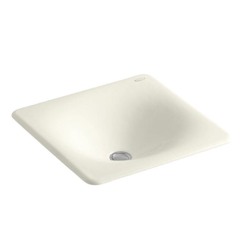 Lavabo de salle de bain encastré rectangulaire en métal Iron Tones, Biscuit