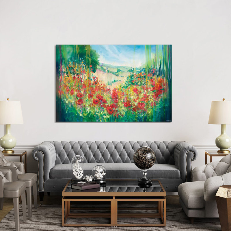 Nature Unleashed, an English Landscape with Poppies and Swallow 1 Piece Wrapped Canvas Painting, 152.5 cm H x 101.5 cm W