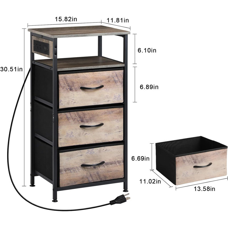 Table de chevet en bois manufacturé Bogia