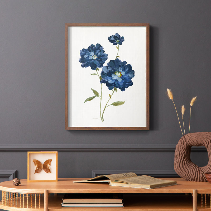 «Blue Mums», reproduction encadrée - bois massif, Brun, H 10 po x l 8 po