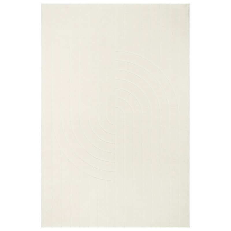 Tapis blanc uni rectangulaire en micropolyester tissé à la machine Cuylerville, Rectangle 2 pi 7 po x 4 pi 11 po