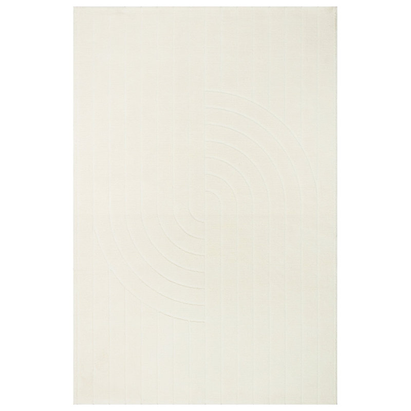Tapis blanc uni rectangulaire en micropolyester tissé à la machine Cuylerville, Rectangle 6 pi 7 po x 9 pi 6 po