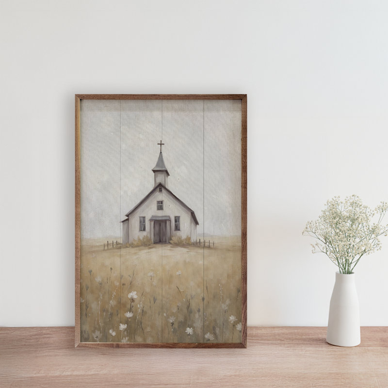 Église dans le champ, H 36 po x l 24 po