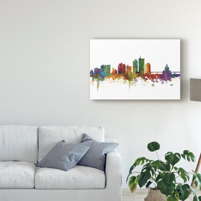 Cedar Rapids Iowa Skyline II' Graphic Art on Wrapped Canvas -  Wrought Studio™, 6881465B398B4885B23F7A101D515D7B