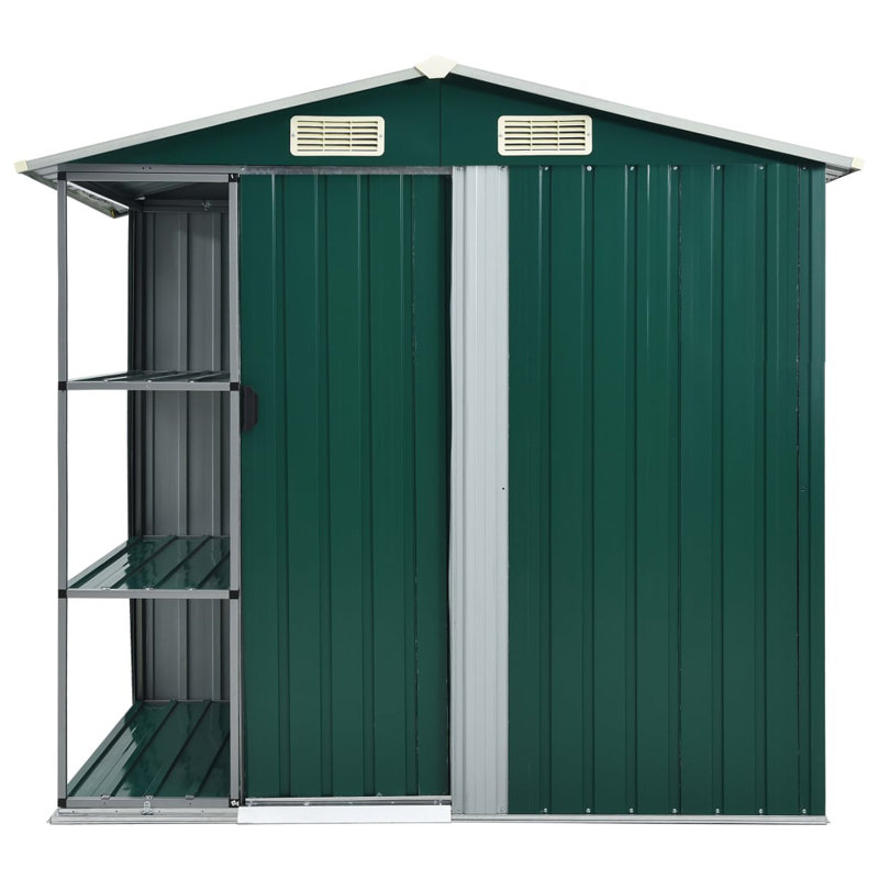 Garden Shed with Rack 205x130x183 cm Iron, Green