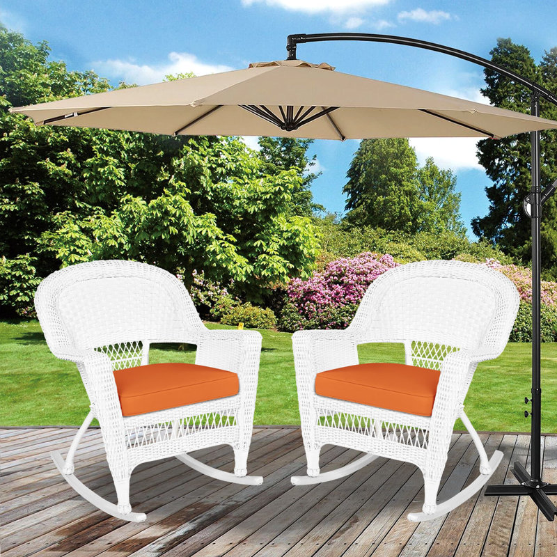 Chaise berçante en osier Raenesha, Blanc, Orange