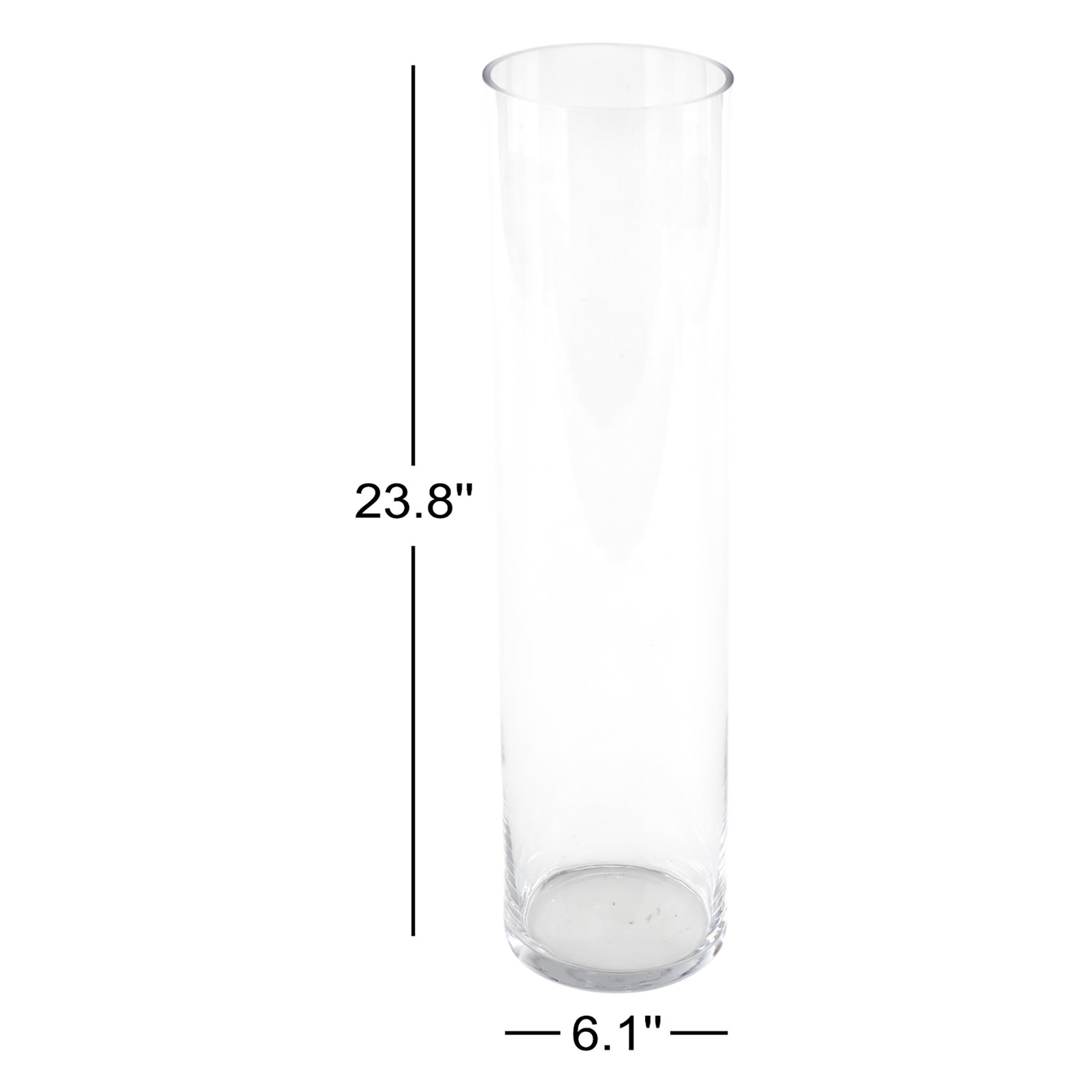 Glass Table Vase, 23.8" H x 6.1" W x 6.1" D