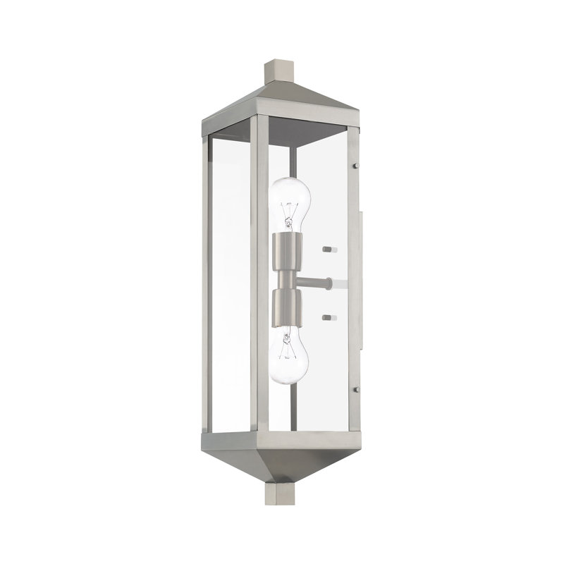 Lanterne murale d'extérieur à 2 ampoules Bartek, Nickel brossé