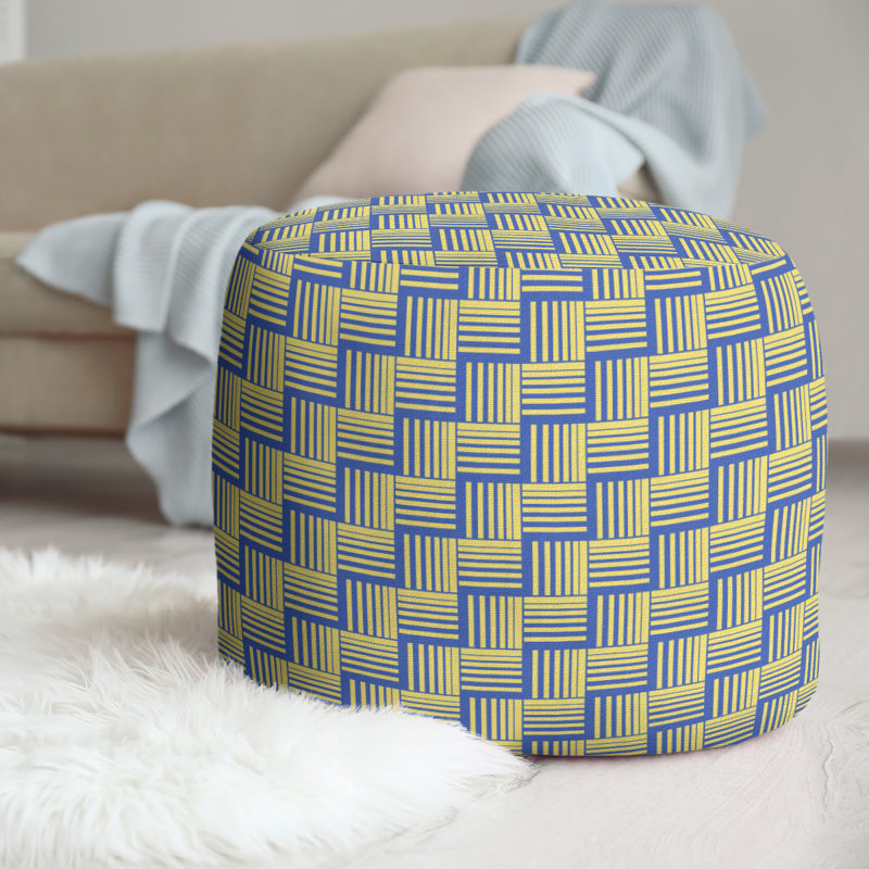 repose-pieds à rayures classic basketweave, Bleu / jaune