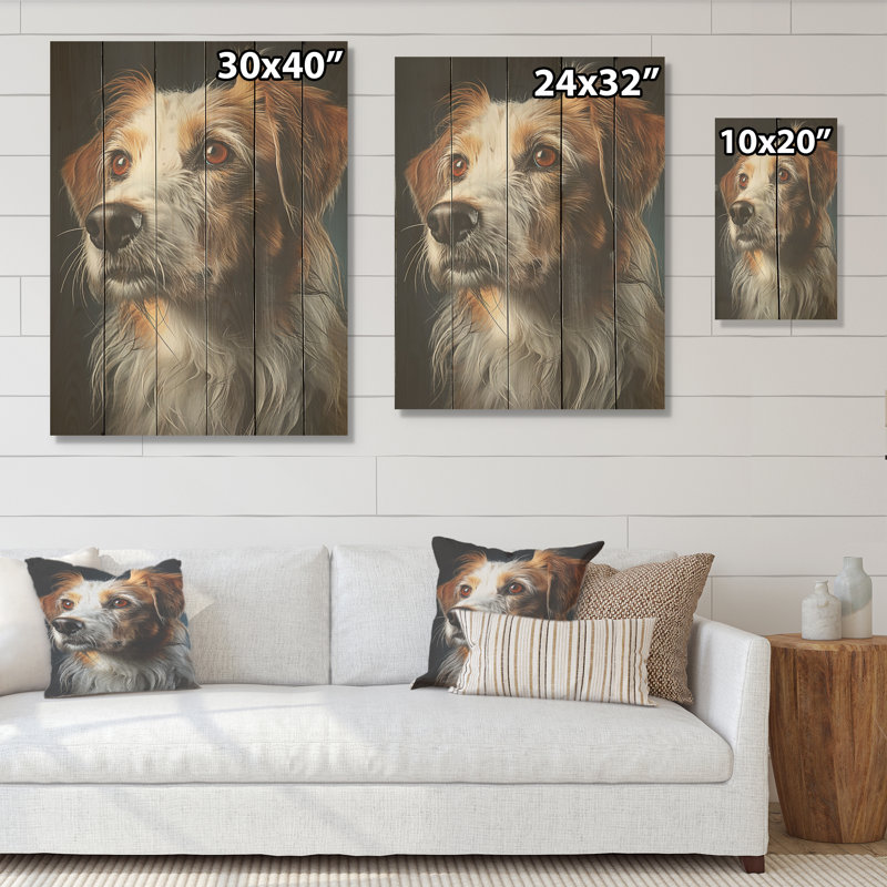 Beauté de Barzoï - art mural en bois de chien sur bois de pin naturel, H 40 po x l 30 po