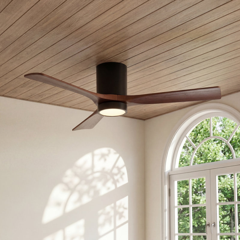 Ventilateur de plafond 52 po à 3 pales en bois massif avec télécommande 52 po