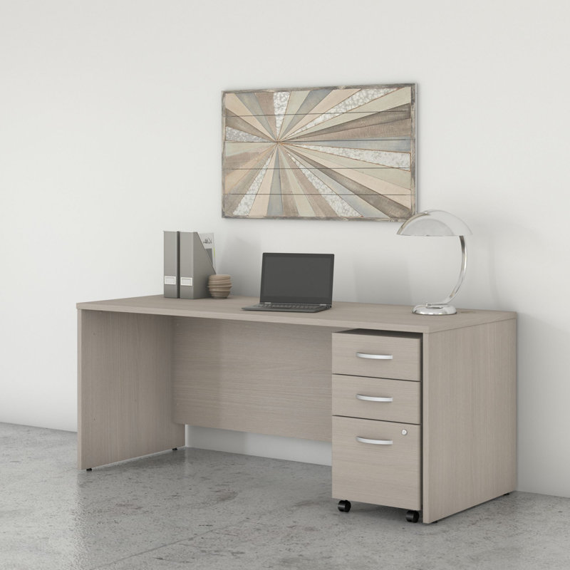 Studio C Computer Desk, Sand Oak, 29.84" H x 72" W x 23.34" D