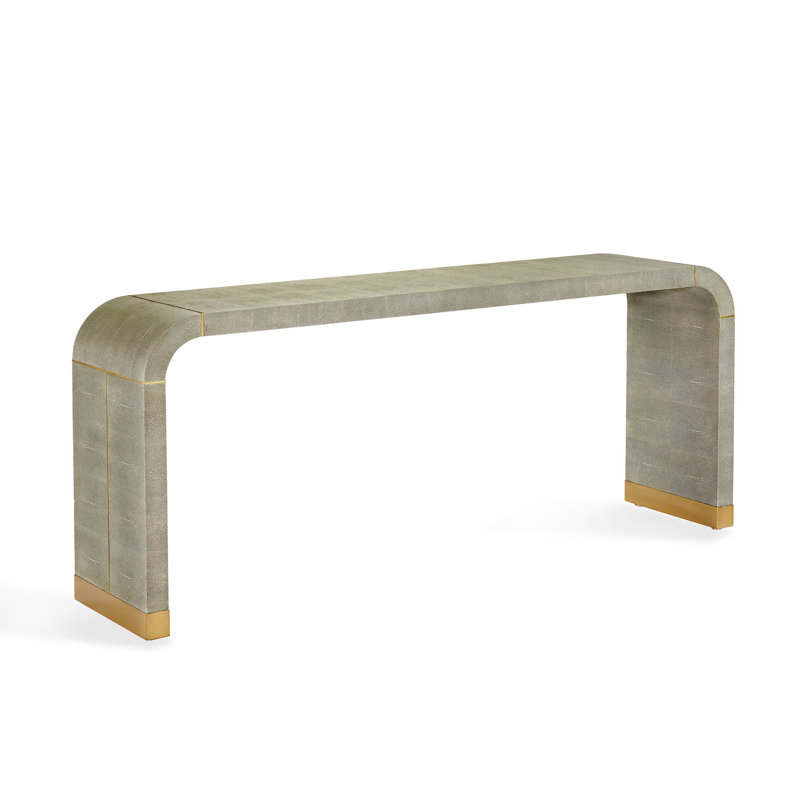 Sutherland 72'' W Console Table, Sorrel Gray Sharkskin/Brushed Brass