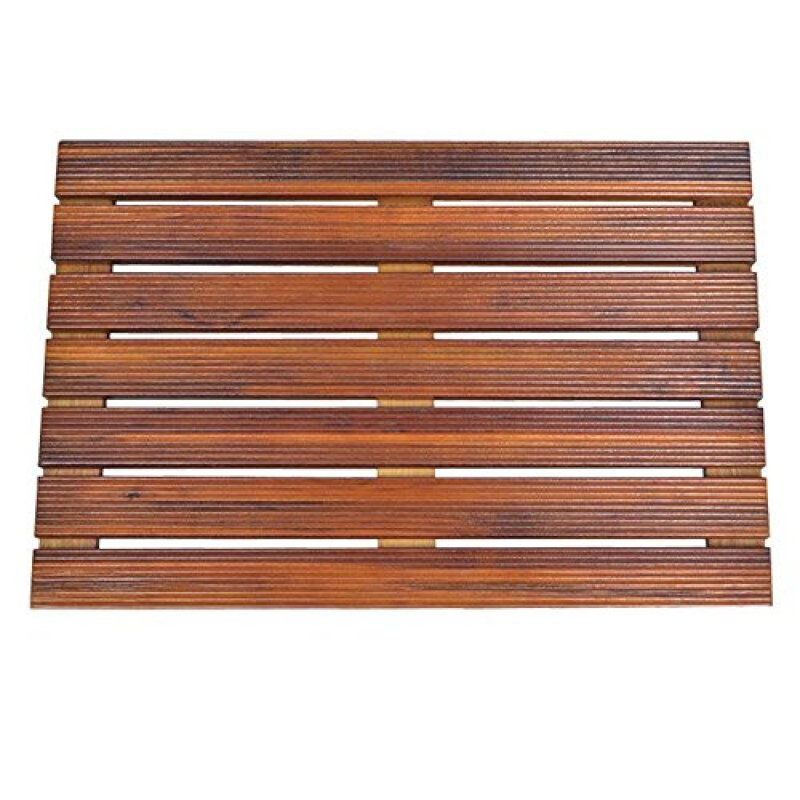 Petties Bathroom Anti-Slip Teak Wood Mat, 21" L x 14" W