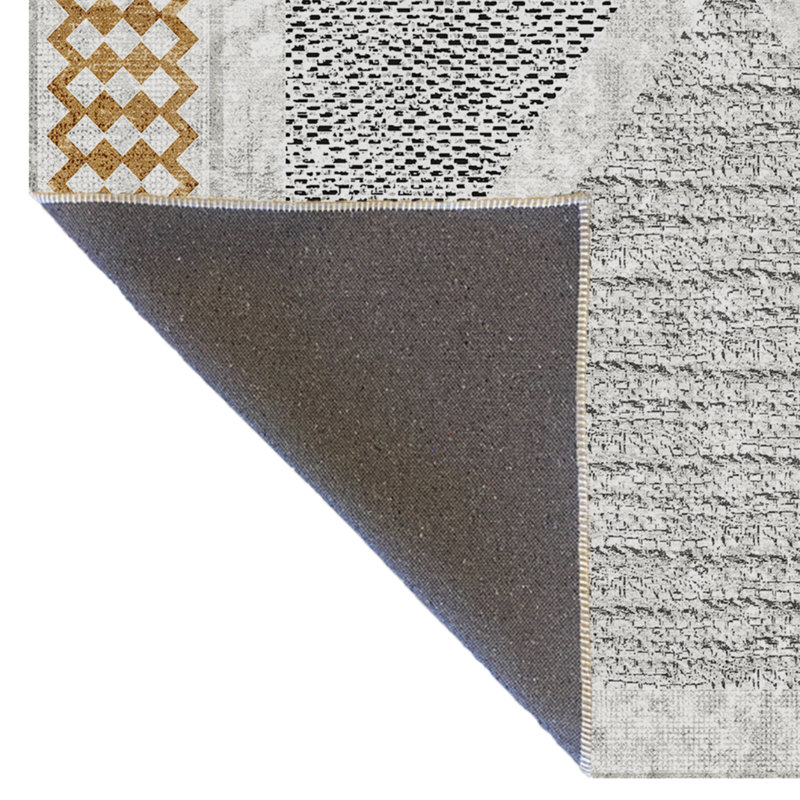 Tapis intérieur / extérieur gris en polypropylène tissé à la machine Kosa, Rectangle 4 pi 4 po x 6 pi 3 po