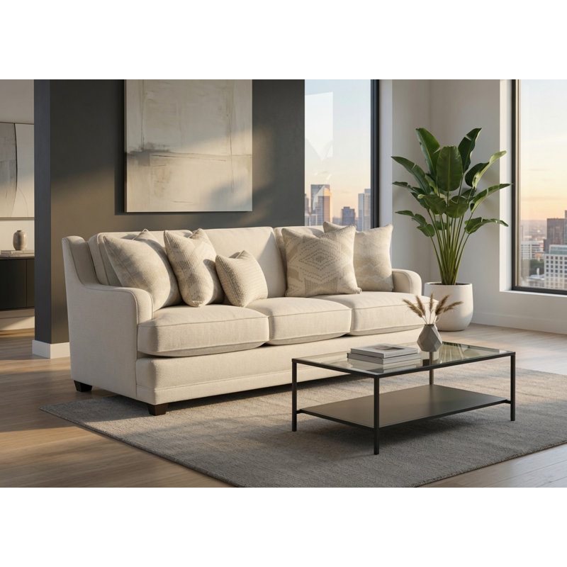 Olatunde 87" Upholstered Sofa, Hobnob Cotton