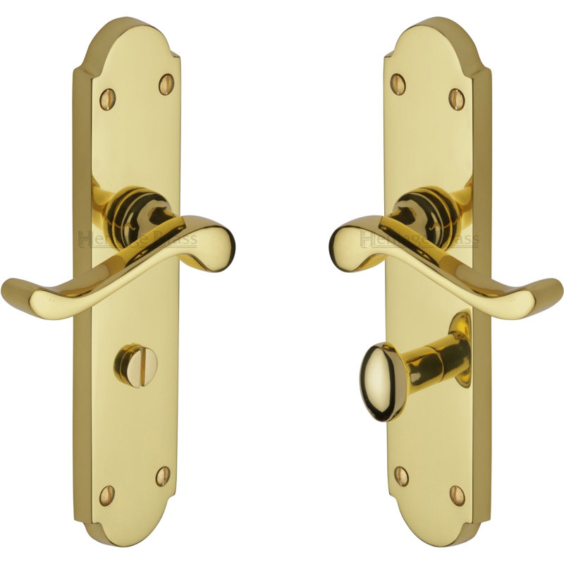 Heritage Brass Heritage Door Handle for Bathroom Savoy Long Design, Polished Brass