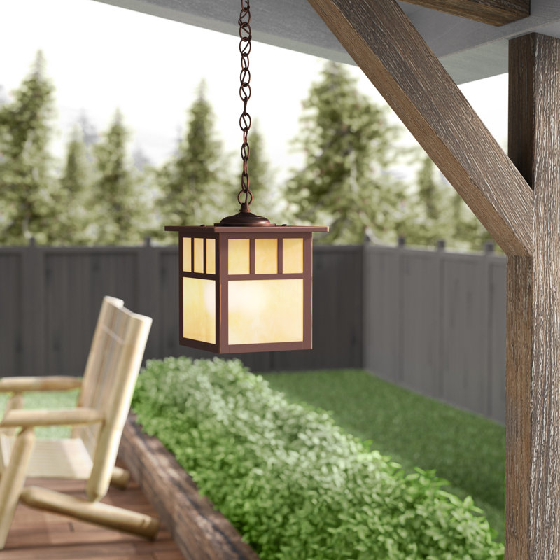 Avaline Outdoor Hanging Lantern, 11" H x 7" W x 7" D, Burnished Bronze