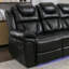 Fauteuil inclinable manuel de cinéma maison avec console centrale et bande lumineuse à DEL pour le salon-502993414
