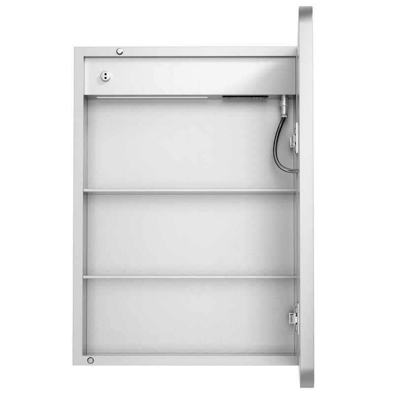 20 po X P 28 po Pharmacie en fer H rectangulaire avec miroir, lumières à intensité variable, désembueur, prise et USB, Oui