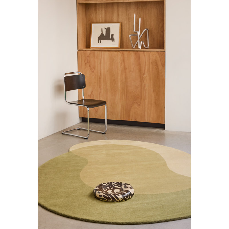 Element Lane Handmade Wool Abstract Area Rug, Green, Novelty 6'11 x 8'10