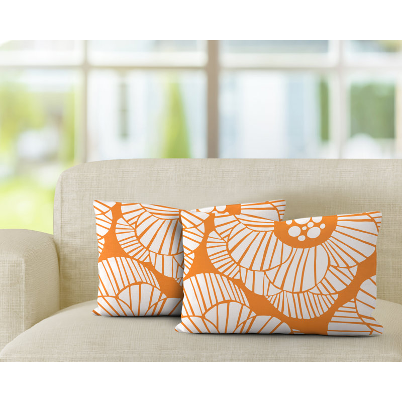 Polyester / Mélange de polyester Housse de coussin rectangulaire intérieure / extérieure lombaire et insert, Orange