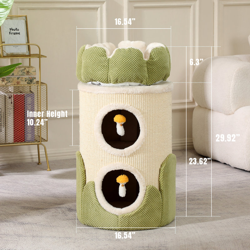Arbre à chat chaud chaud / planche à gratter multi-couches avec jouets Bell