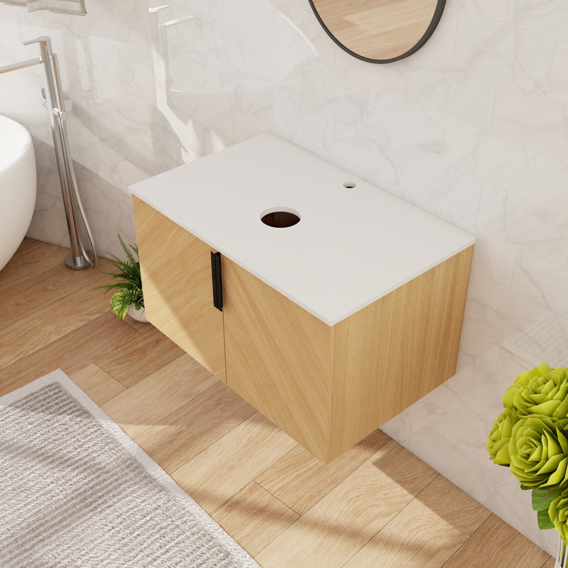 30" Wall Mounted Bathroom Vanity Base With 2 Doors, 30"