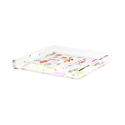 Botanical White Acrylic Square Decorative Tray