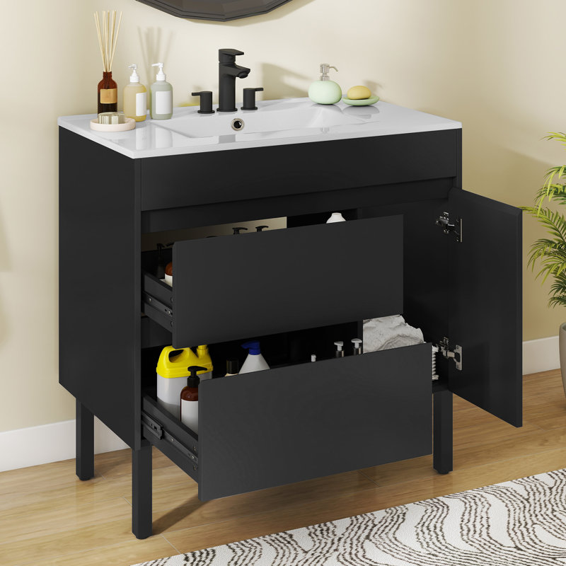  36 Inch Bathroom Vanity With Sink, Black