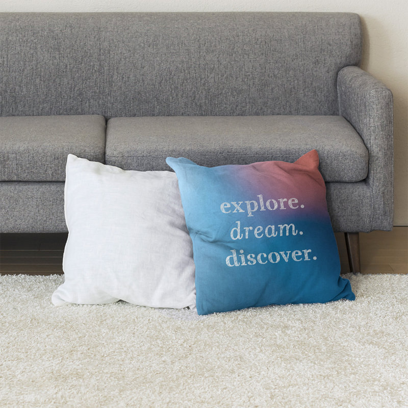 Coussin de sol, 36 po x 36 po, Bleu / Rose