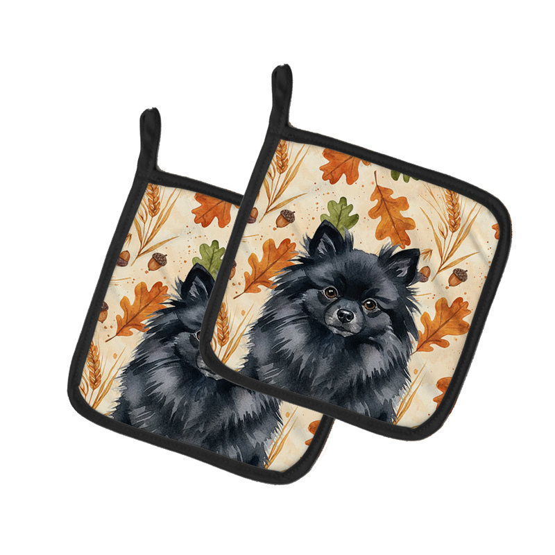 Paire de porte-casseroles noirs Pomeranian Heirloom