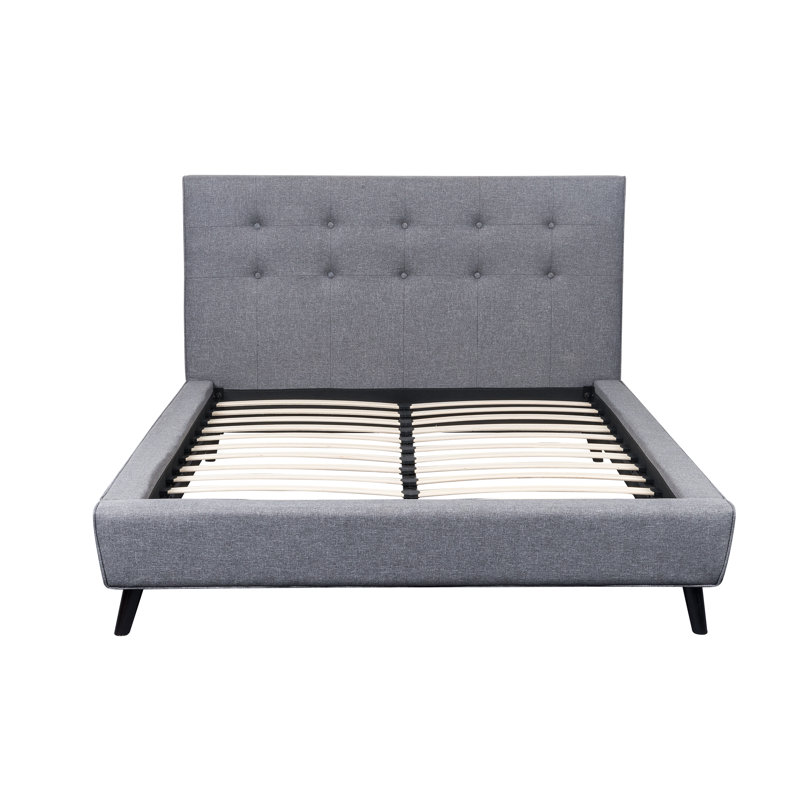 Upholstered Platform Bed, Full, Gray