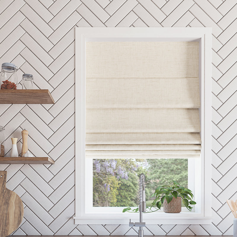  Everton Thermal 100% Blackout Cordless Roman Shade, 31"W x 64"L, Linen