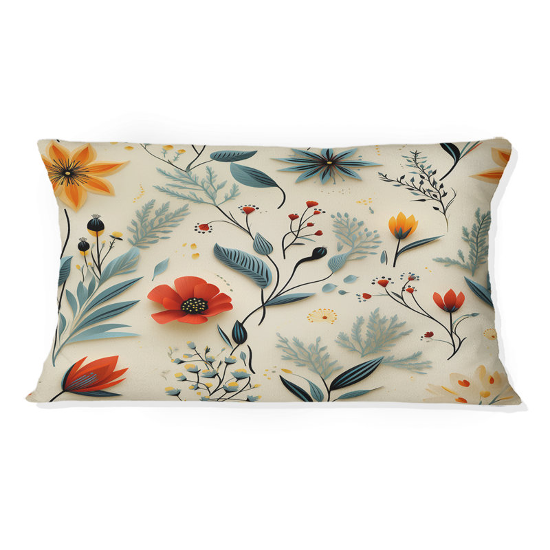Vert et jaune rétro Bouquet Revival - Coussin abstrait