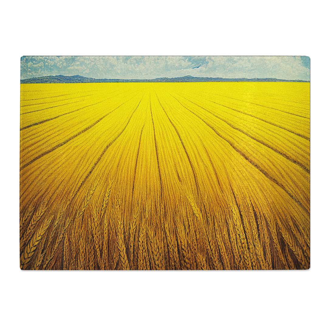 Contemporary Wheat Field  Glass Chopping Board
