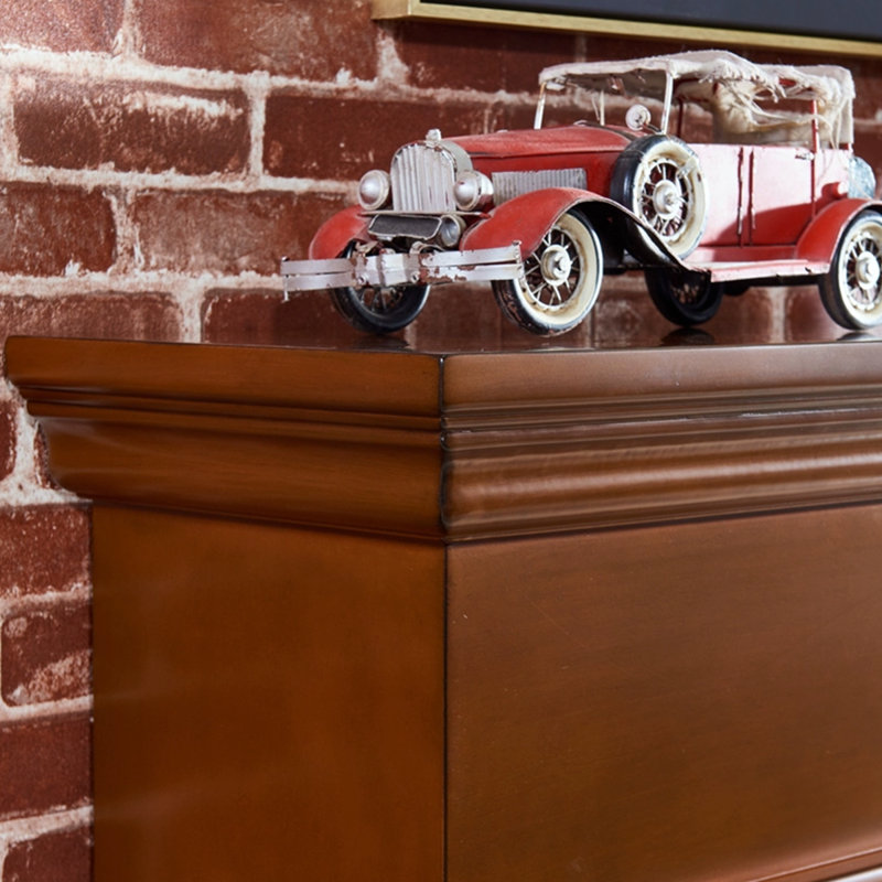 Brown Solid Wood Electric Fireplace, Brown