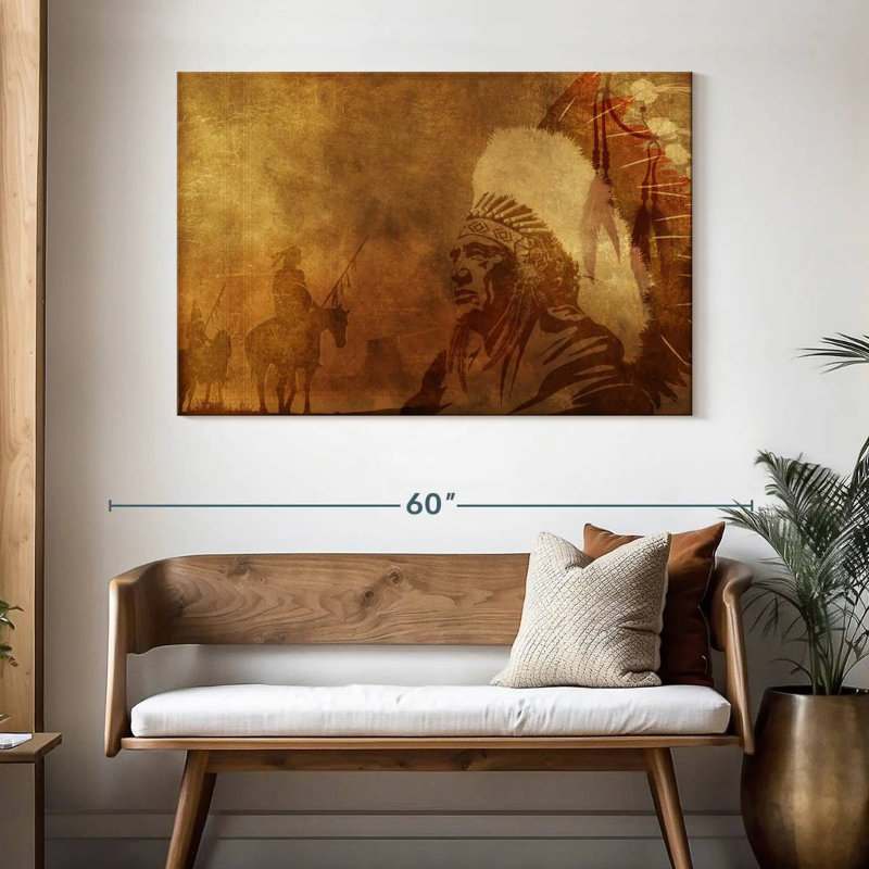 Lelar Native American Depiction, 32" H x 48" W