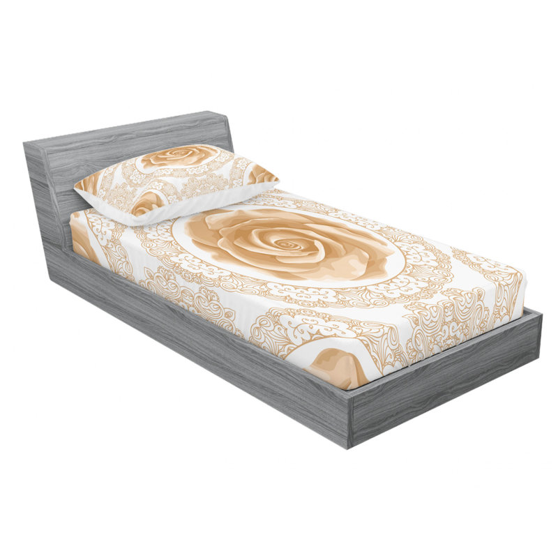 Microfiber Floral Sheet Set, Twin Sheet Set with Fitted Sheet