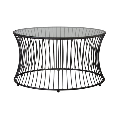Table basse ronde en fer forgé noir 17,5 po H