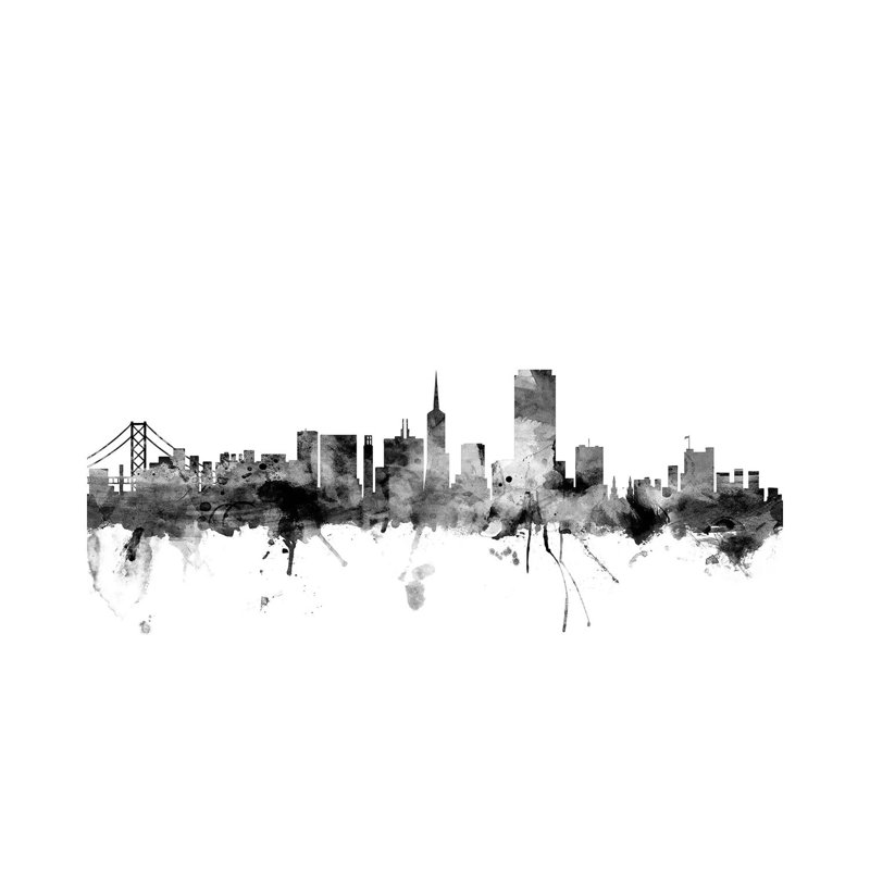 San Francisco, California In Black And White by Michael Tompsett - Wrapped Canvas Gallery-Wrapped Canvas Giclée