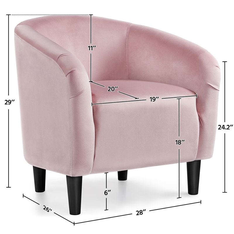 Robeson 28" Wide Velvet Barrel Chair, Pink Velvet