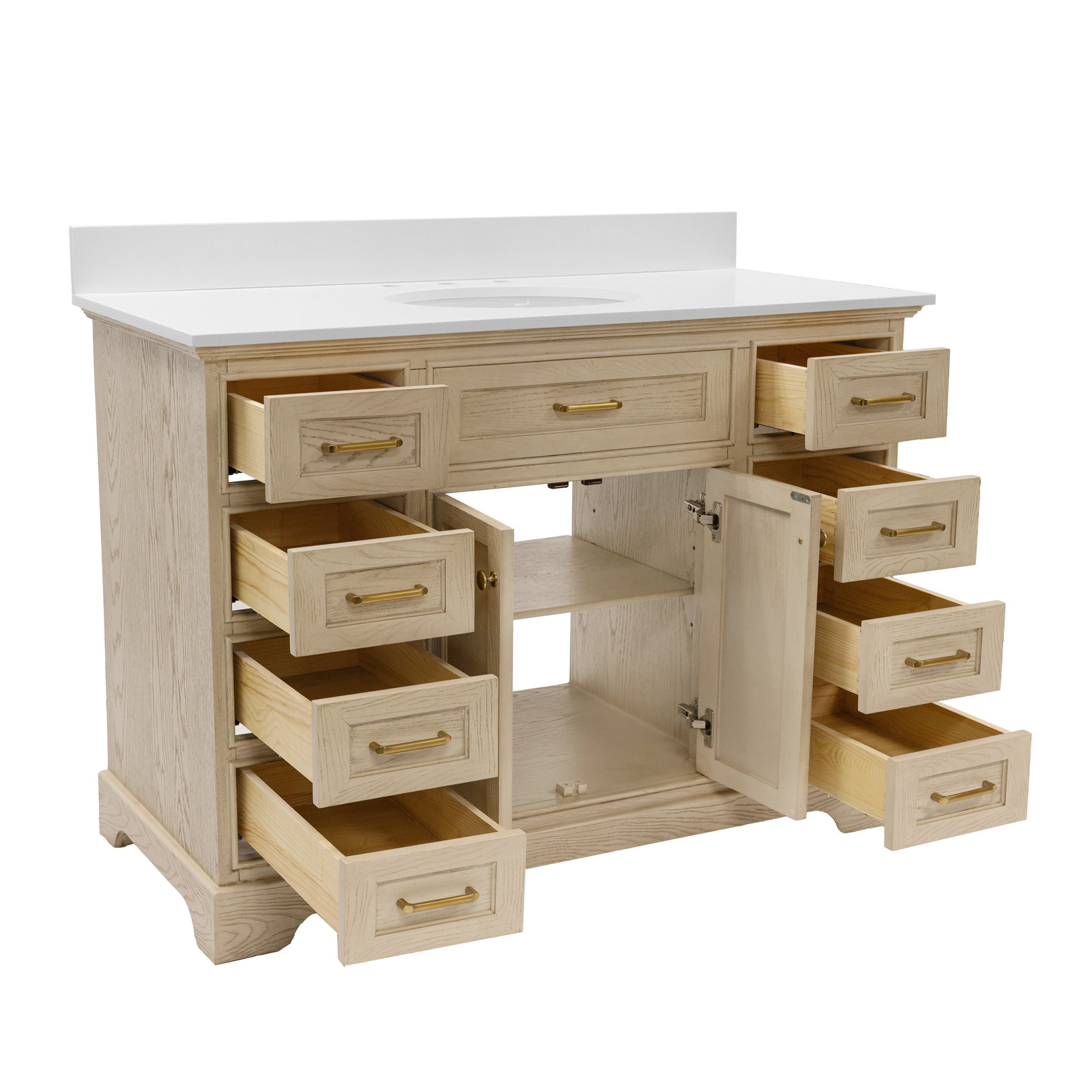 Ronnie 48'' Single Bathroom Vanity, Engineered White, Greige Oak