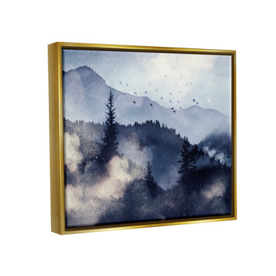 Paysage de montagne, aquarelle sur bois