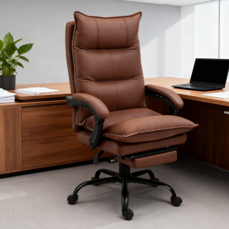 Fauteuil inclinable luxueux en cuir avec repose-pieds - réglable et parfait pour la détente au bureau