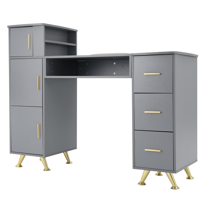 Bureau de maquillage pour coiffeuse et maquillage, Gris