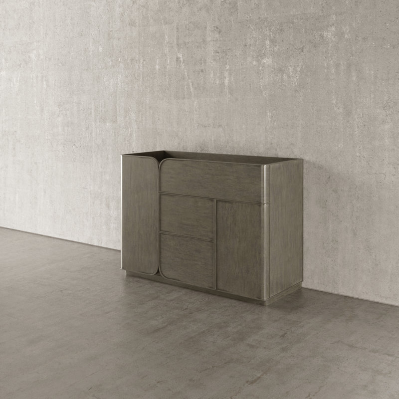 Continental Contemporary Sideboard with Smoked Glass, Argento