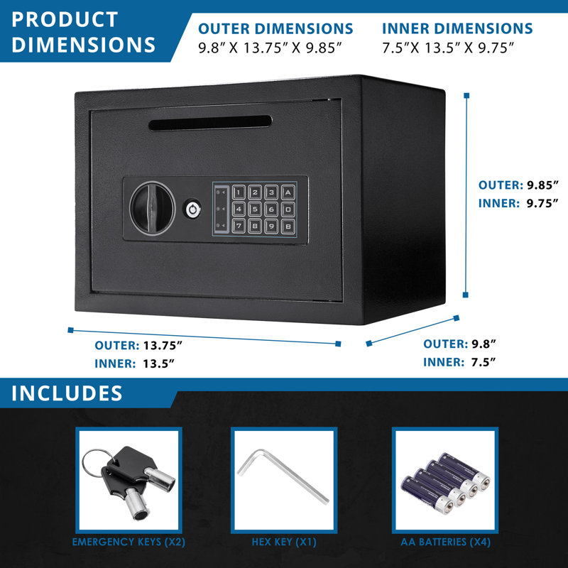 Compact Keypad Depository Safe For Space-Saving Solutions