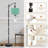  Arc Floor Lamp Abstract Hand Drawn White Square Teal Minimal Geometric Design Tall Modern Standing Lamp LED Adjustable Linen Lampshade 3 Color Temperatures