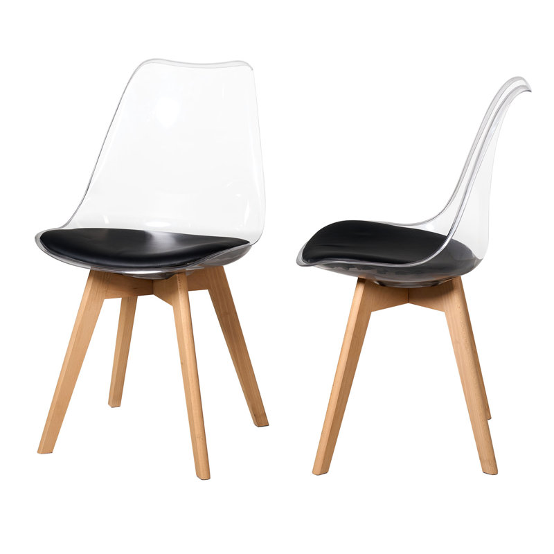 42.5cm H Leather Upholstered Full Back Side Chair, Black